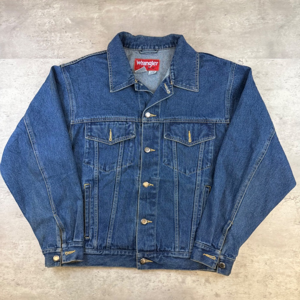 Wrangler Hero Mens Blue Denim Trucker Jacket Medium Wash Cotton 621114W Size M